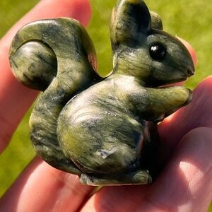 Green Jade  Squirrel carving